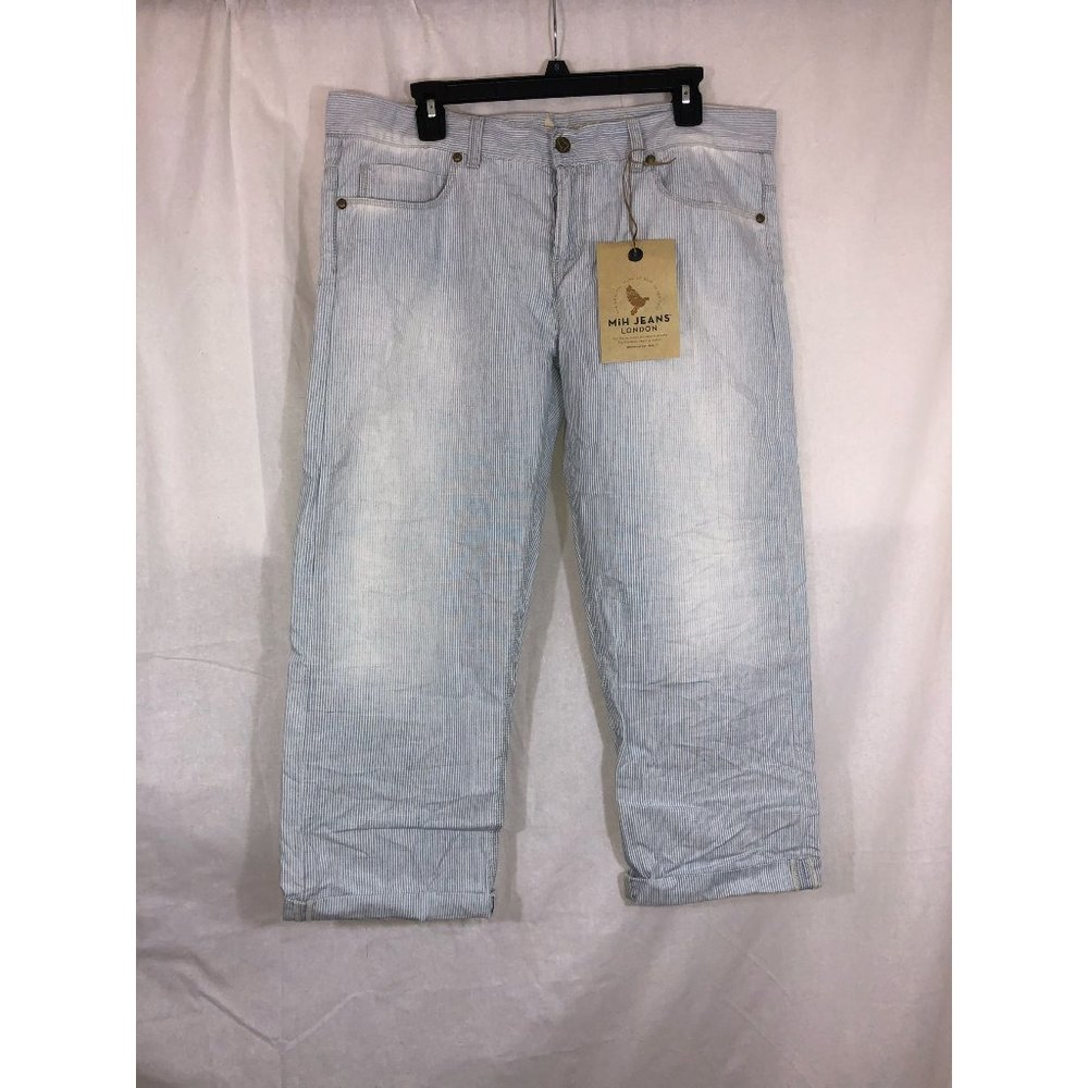 MiH Jeans London Boy Cropped Railroad Stripe Jeans